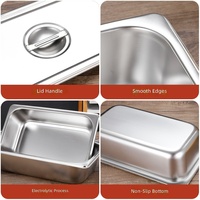 304 Edelstahl GN-Behälter Gastronorm-Behälter mit Deckel in Verschiedenen Größen Dampfgarer-Behälter für Restaurant Buffet Catering Lebensmittelaufbewahrung