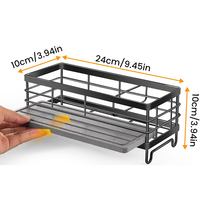Organisateur d'évier de cuisine en acier, porte-éponge, support de comptoir multifonctionnel avec distributeur de savon
