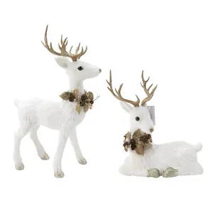 Snow Decoration Christmas Supplies Straw Sisal Standing Christmas Deer Ornament For Other Christmas Decorations