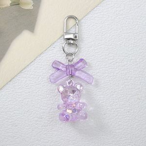 Llaveros de coche de acrílico transparente con diseño de oso, colgante de oso de dibujos animados 3D, accesorios para muñecas, cubierta para auriculares, adorno para bolso - Product Image 4