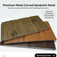 Panneau sandwich en PU sculpté pour l'isolation des murs intérieurs/extérieurs de villas modernes, panneau décoratif d'isolation thermique en métal pour maisons modernes