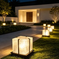 Lampe de poteau en verre ondulé moderne pour cour extérieure, idéale pour jardin et entrée de maison