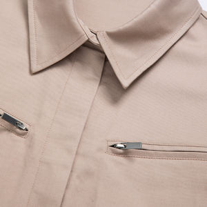 จั๊มสูทแขนยาวคอปกลำลองสำหรับผู้หญิงมีกระเป๋าซิปและชุดเพลย์สูทแฟชั่นสีกากีสำหรับสวมใส่ในชีวิตประจำวัน - Product Image 3