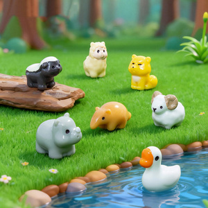 Set di Mini Statuette in Resina di Animali Carini, Ornamenti in Resina per Terrari, Portachiavi e Decorazioni per Giardini delle Fate - Product Image 1