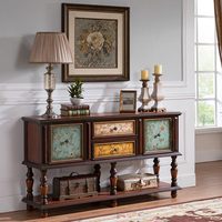 Console en bois massif style campagnard américain, noyer noir, couleur antique vintage, avec rangement, pour hall d'entrée et salon, Guangdong Home