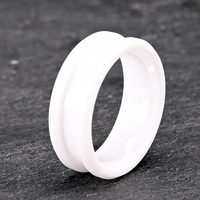8mm Weißer Keramik-Ringkern Anpassbarer Einlage-Ringkern für DIY-Einlage Einzigartiger Handgefertigter Keramik-Ringrohling 5mm Kanal für Einlage