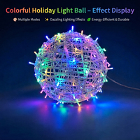 Boule de Noël LED 3D en PVC avec motif sphérique, rouge, étanche, pliable, pour décoration extérieure d'arbres, de parcs et de rues