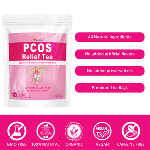 Thé OEM/ODM pour le soulagement du syndrome des ovaires polykystiques (SOPK) - Aide à l'équilibre hormonal et à la régulation du cycle menstruel avec des herbes biologiques, soutien à la fertilité, 15 sachets - Product Image 4