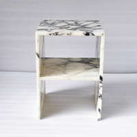 Table d'appoint italienne moderne en travertin marbre blanc fait à la main pour chambre à coucher et salon meubles de maison décor