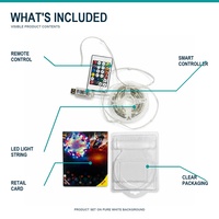 Bande lumineuse LED USB 5V Effet Feu d'Artifice Contrôle par Application Bluetooth RGBIC Couleurs Rêveuses Synchronisation Musicale IP20 Décoration