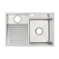 Laverie piscine ménage acier inoxydable brossé évier de cuisine à bol unique avec planche à laver grand évier simple fait main