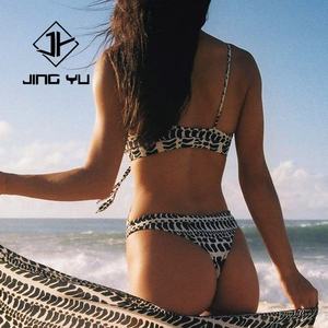 Trajes de Baño de Poliéster de Alta Calidad, Bikini con Nudo Hueco Personalizado por el Fabricante, Ropa de Playa Estampada OEM - Product Image 6