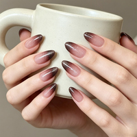 Faux ongles en ABS faits à la main style INS simple, forme amande, dégradé ombré, 12 pièces, réutilisables, couverture complète, pré-conçus
