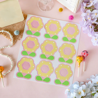 Cartes en papier pour emballages de sucettes florales de dessin animé, étiquettes faites à la main pour bonbons, pour les anniversaires d'enfants, les récompenses en classe et les cadeaux de remerciement