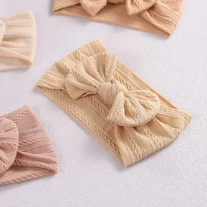 32 Colors Cable Bow Baby Headband For Child Bowknot Headwear Cables Turban For Kids Elastic Headwrap Baby Hair Accessories