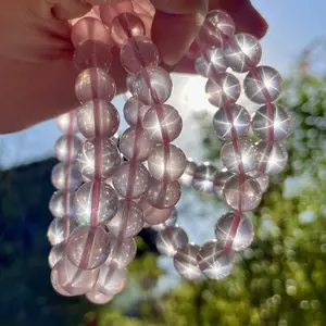 Wholesale Price 8mm Natural Star Light Rose Quartz Crystal Beads Bracelet For Woman