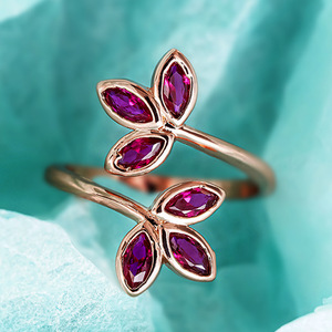 Anello Aperto con Foglia in Zircone Color Oro Rosa per Donne, Gioiello da Dito Dolce e alla Moda - Product Image 2