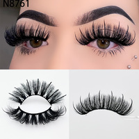 Vente en gros 5D Fluffy Faux Vison Extensions de Cils 15mm-20mm 3D Naturel D Curl Russe Spike Lashes Bande Complète Faux Cils