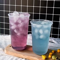 Gobelet en plastique en forme de U de 90 mm de diamètre, 500 ml, corps incurvé, gobelet jetable en PP, design tendance, gobelets pour whisky, champagne, thé au lait