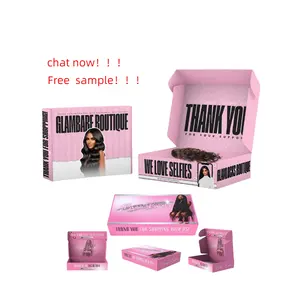 Boîtes en carton ondulé pour perruque de cheveux, expédition par courrier écologique personnalisé boîte de papier d'emballage rose de luxe avec logo