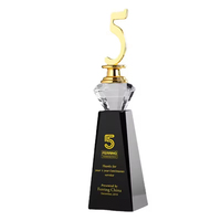 Vente en gros trophée de cristal numérique créatif réunion annuelle de la société souvenir cadeau de cristal trophée de verre de cristal personnalisé