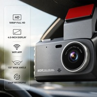 Caméra embarquée intelligente Full HD 1080P à objectif unique, WiFi, écran IPS 4 pouces, batterie 150 mAh, chargement USB mini, WDR, enregistrement en boucle, vision nocturne
