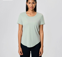 Chemise ample à manches courtes pour femme, pull-over pour yoga, entraînement, sport, course à pied