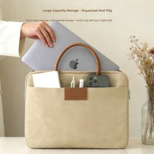 Sacoche pour ordinateur portable en cuir PU de qualité supérieure 13,3 pouces, étanche, sacoche de direction professionnelle, fournisseur en gros, logo personnalisé OEM - Product Image 4