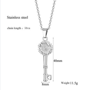 Çiçek Anahtar Kremasyon Kolye Paslanmaz Çelik Urn Takı İnsan/Evcil Hayvan Külleri için Anıt Kolye Kolye Hatıra Kadınlar ve Erkekler için - Product Image 2