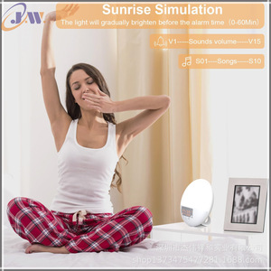 Wake Up Simulated Sunrise Sunset Dual Alarm <b>Clock</b> With Light White Noise Electronic Alarm <b>Clock</b> For <b>Desk</b> Table - Product Image 3