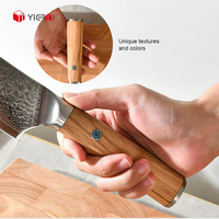 Couteau Nakiri de cuisine damas poli à la main avec manche en bois d'olivier Couperet japonais pour viande et légumes tranchants Couteau de chef