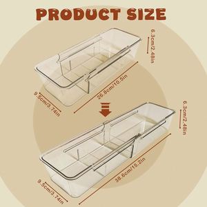 Expandable Utensil <b>Drawer</b> Organizer Transparent Adjustable Plastic <b>Storage</b> <b>Box</b> with Dividers for Kitchen Office Desk - Product Image 2