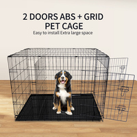 Cage à chien pliable à 2 portes avec plateau métallique, robuste, pour extérieur, prix de gros