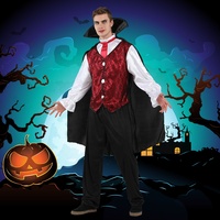 Costume de robe Dracula Costumes de vampire gothiques pour hommes Halloween médiéval adulte avec cape