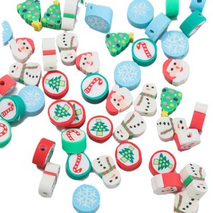 Cuentas de arcilla polimérica pequeñas para manualidades navideñas, suministros para decoración festiva, diseño de muñeco de nieve, árbol y bastón de caramelo - Product Image 5