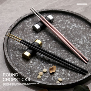 New Style Japanese Style Sushi Round Chopsticks Metal Stainless Steel luxury Reusable Chinese Chopsticks