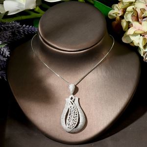 HIBRIDE Top Qualité Cubique Zircone Ensembles De Bijoux De Mariage De Mariée Or Blanc Couleur Collier Boucle D'oreille Ensemble Parure Bijoux Femme N-1878 - Product Image 4