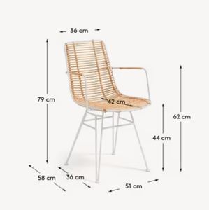 Modern Scandinavian Style Indoor/Outdoor <b>Armchair</b> Rattan White Metal <b>Dining</b> Chair Hotel Use Garden Seating - Product Image 3