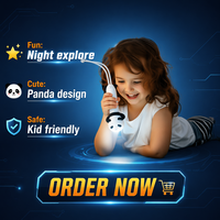 Mini lampe torche en silicone Panda, rechargeable par USB, lumière d'urgence nocturne, porte-clés, lampe torche pour enfants, cadeau