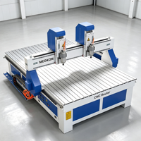 Machine de fraisage CNC à double tête 1325 3 axes avec bouton d'arrêt d'urgence et broche de 6 kW pour la fabrication de meubles et d'armoires