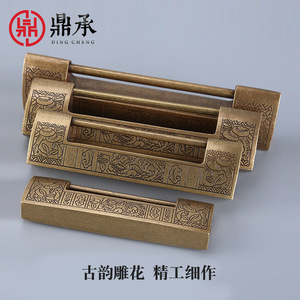 Serrure à cadenas horizontale en laiton antique Dingcheng, style rétro gravé, pour usage domestique - Product Image 4