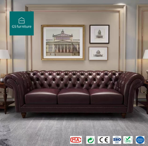 طقم أريكة تشيسترفيلد فاخر من الجلد الصناعي بمقعد واحد، أثاث للمكتب والمنزل - Product Image 1