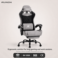 Chaise de jeu ergonomique avec repose-pieds, pivotante et inclinable, en velours, pour bureau, hauteur réglable, vérin à gaz 3 positions, personnalisable