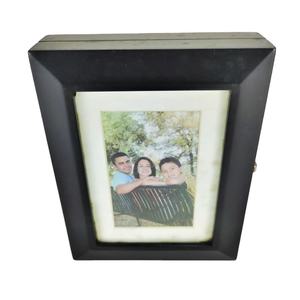 Boîte d'album photo en bois avec fermeture à bouton pour protéger les photos, cadre d'album de mariage, pages noires - Product Image 1