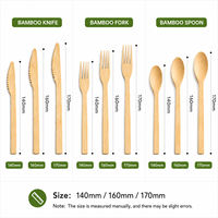 Ensemble de couverts écologiques en bambou, fourchette, cuillère, couteau, 6,5 pouces, jetables, pour barbecue en plein air, camping, pique-nique, vente en gros