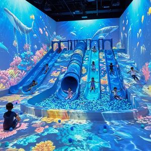 Attrezzatura per Parco Giochi a Tema Castello per Bambini con Piscina di Palline, Scivolo e Area Giochi per Centro Ricreativo Indoor - Product Image 1