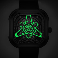 Montre pour homme TIMEARTX, cadran carré personnalisé, mouvement à quartz, bracelet en silicone, aiguilles lumineuses, montre multifonction TA-5740