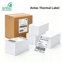 Etiquetas Térmicas Directas Antac en Formato Fanfold, Etiquetas de Envío de Papel Autoadhesivas con Código de Barras, Tamaño Personalizado para Empresas de Mensajería y Almacenes