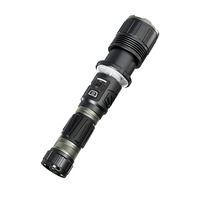 Nouvelle lampe torche multifonctionnelle rechargeable en alliage d'aluminium avec laser blanc transfrontalier, batterie au lithium 26800, zoom intégré