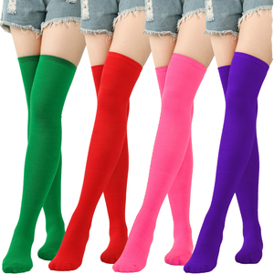 2025 nuevos calcetines navideños, calcetines rojos por encima de la rodilla, <span class=keywords><strong>medias</strong></span> largas verdes, amarillas y moradas para <span class=keywords><strong>medias</strong></span> de fiesta de Halloween - Product Image 1